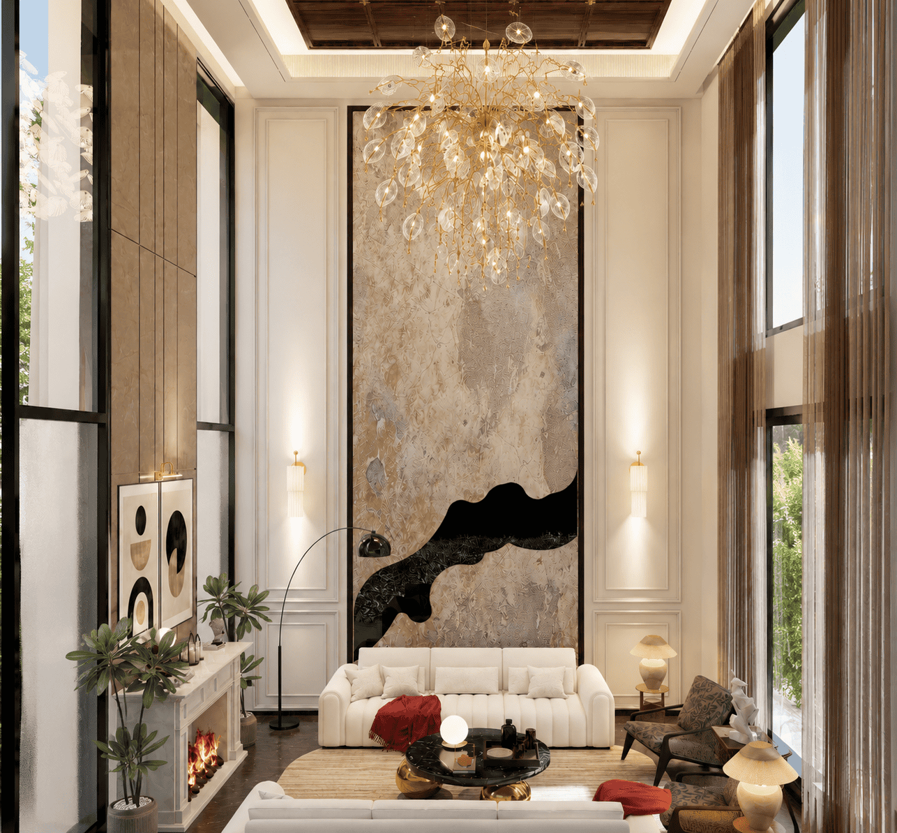 Double-height living room with courtyard daylight in the Jodhpur House